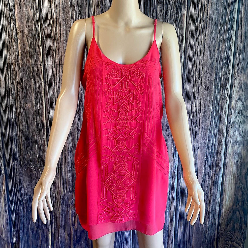 Gentle Fawn size Large hot pink spaghetti strap summer dress tribal print